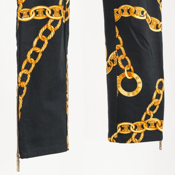 Celine SS/04 Black Chain-Motif Cotton Twill Skinny Pants - Picture 6 of 10